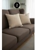 Chevron Bohem Dekoratif Punch Yastık Kırlent Kılıfı | 45x45 Bej