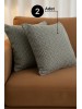 Chevron Bohem Dekoratif Punch Yastık Kırlent Kılıfı | 45x45 Antrasit