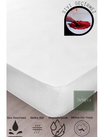 Terry Fitted Pamuklu %100 Sıvı Geçirmez Yatak Koruyucu Full kenar Alezi Tek/Çift Kişilik/Bebek/Çocuk